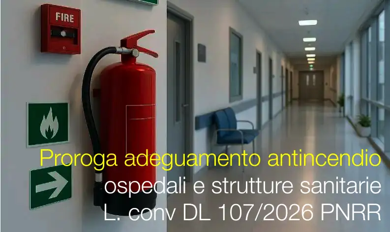 Proroga adeguamento antincendio ospedali e strutture sanitarie  L. conv DL 107/2026
